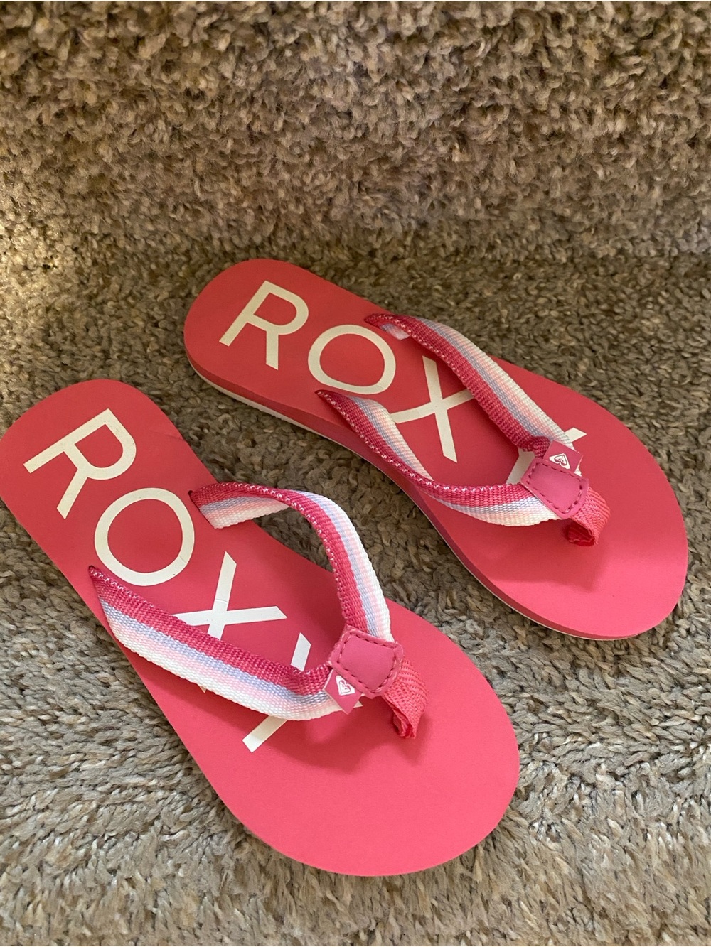 Roxy Girls Hot Pink Flip Flops with White Logo